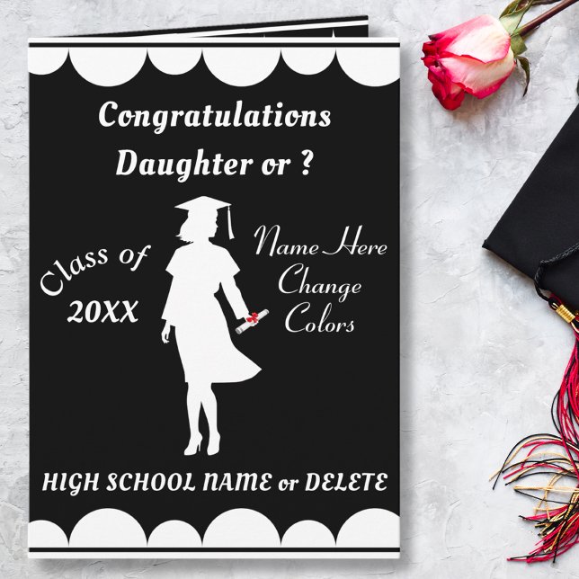 Personalized Graduation Cards for Daughter or  (Graduation Card to Daughter. Graduation Card for Granddaughter. Graduation Card for Niece and Her.)