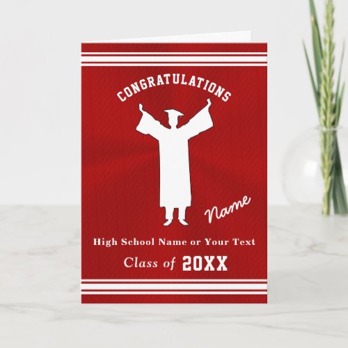 Personalized Graduation Cards for Him Red White