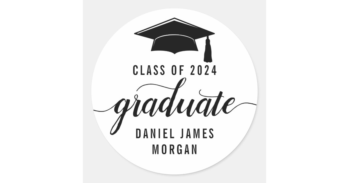 Personalized Graduation Class Of 2024 Classic Round Sticker | Zazzle