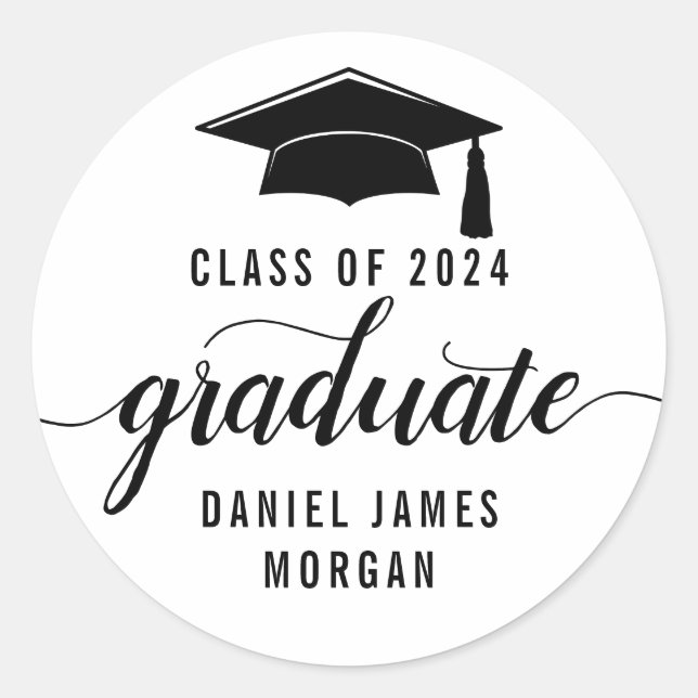 Personalized Graduation Class Of 2024 Classic Round Sticker (Front)