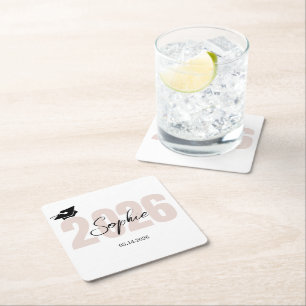 Personalized Graduation Class of 2026 Square Paper Coaster