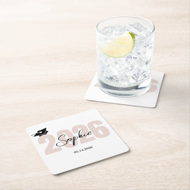 Personalized Graduation  Class of 2026 Square Paper Coaster (Insitu)