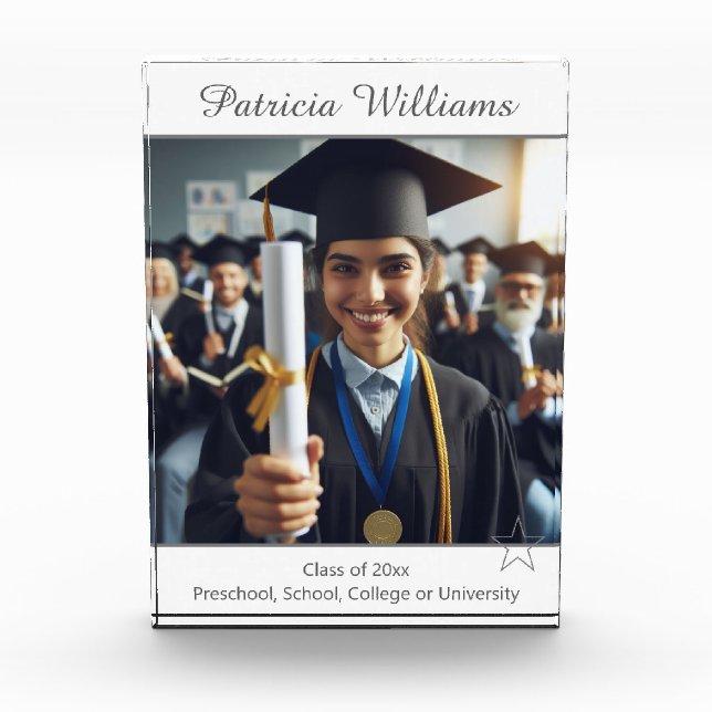 Personalized Graduation Class Star Photo Plaque (Front)