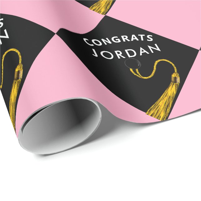 Personalized Graduation Congrats Gift Wrapping Paper (Roll Corner)