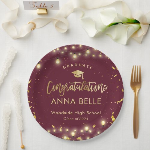 Personalized Graduation Custom Class of 2024 Red Paper Plates