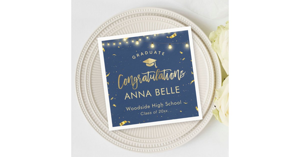Personalized Graduation Custom Class of 2025 Navy Napkins | Zazzle