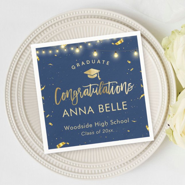 Personalized Graduation Custom Class of 2025 Navy Napkins (Creator Uploaded)