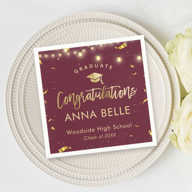Personalized Graduation Custom Class of 2025 Red Napkins (Creator Uploaded)