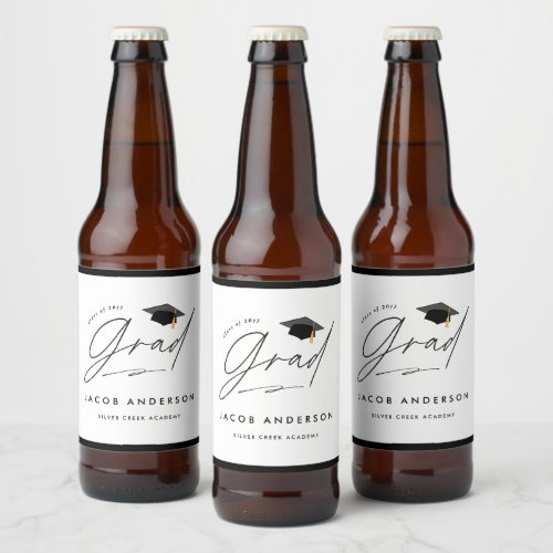Personalized Graduation Custom Name School Beer Bottle Label