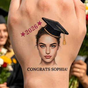 Personalized Graduation Custom Photo, Name & Year Temporary Tattoos