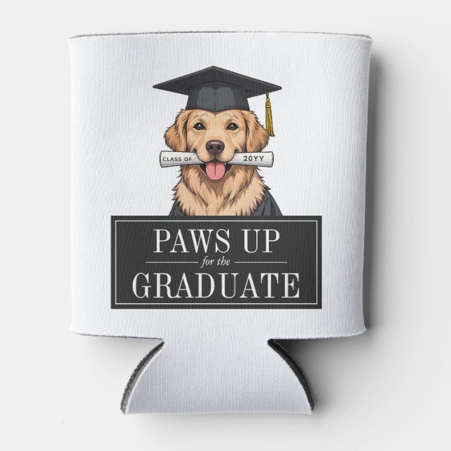 Personalized Graduation Cute Golden Retriever Dog Can Cooler (Front)
