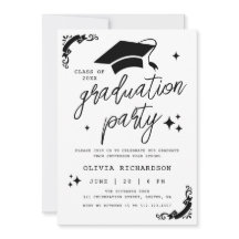 Personalized Graduation Elegant Script Stars & Cap