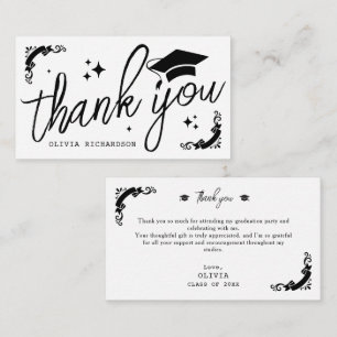 Personalized Graduation Elegant Script Stars & Cap Note Card