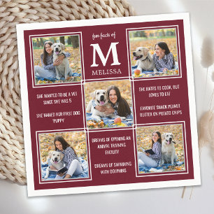 Personalized Graduation Fun Facts Photo Collage Napkins