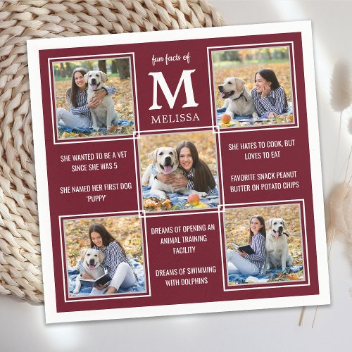 Personalized Graduation Fun Facts Photo Collage Napkins