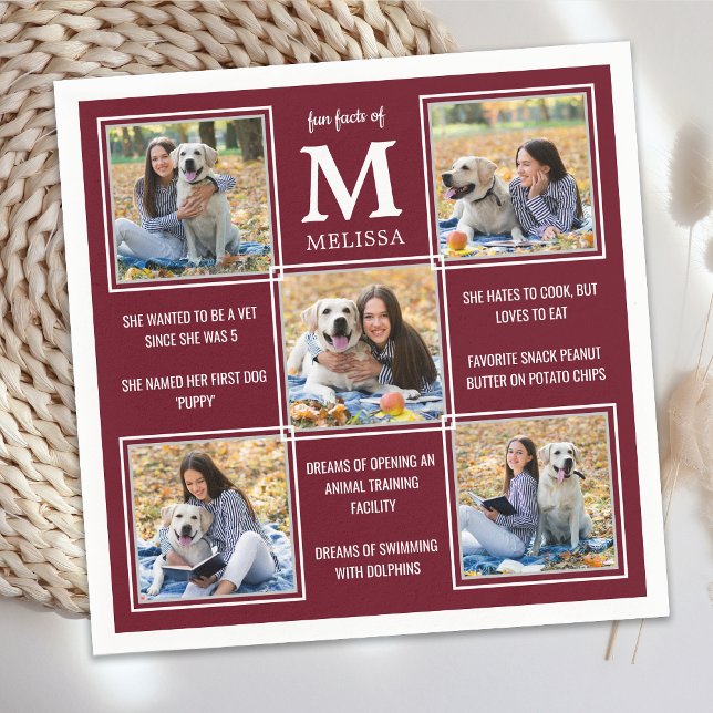 Personalized Graduation Fun Facts Photo Collage Napkins (Creator Uploaded)