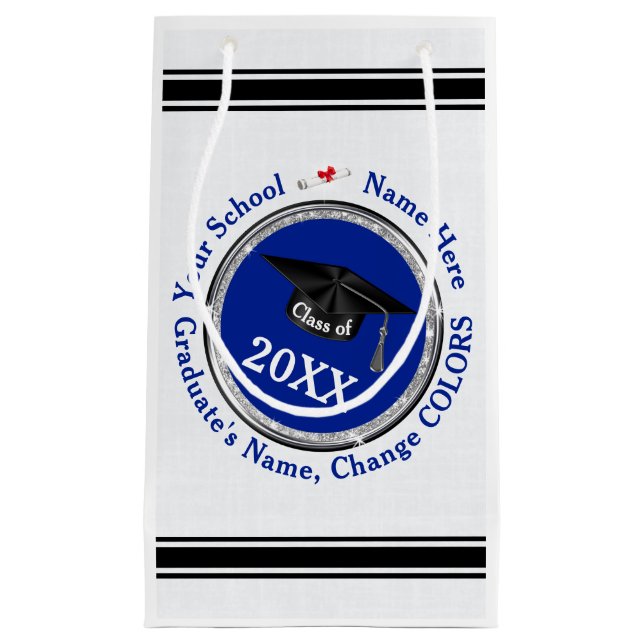 Personalized Graduation Gift Bags, Change COLORS Small Gift Bag (Front)