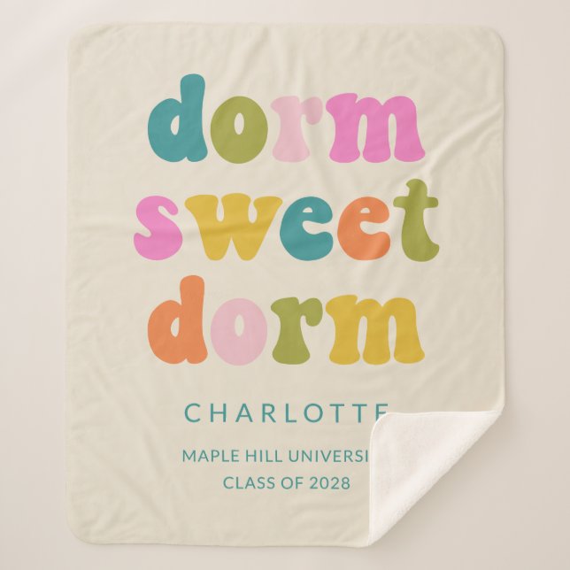 Personalized Graduation Gift Colorful Dorm Quote Sherpa Blanket (Front)