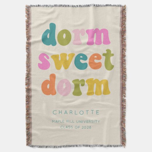 Personalized Graduation Gift Colorful Dorm Quote Throw Blanket