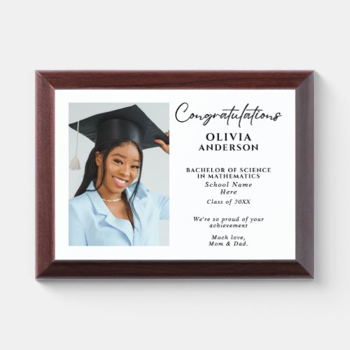 Personalized Graduation Gift Custom Message Photo Award Plaque