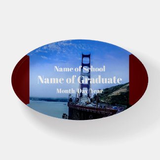 Personalized Graduation Gift-Golden Gate Oval Red Paperweight