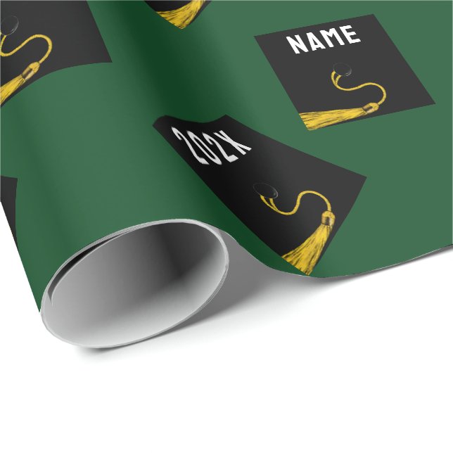 Personalized Graduation Gift Green Wrapping Paper (Roll Corner)