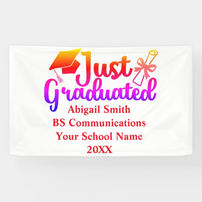 Personalized Graduation Gift Name, Year, School Banner (Horizontal)