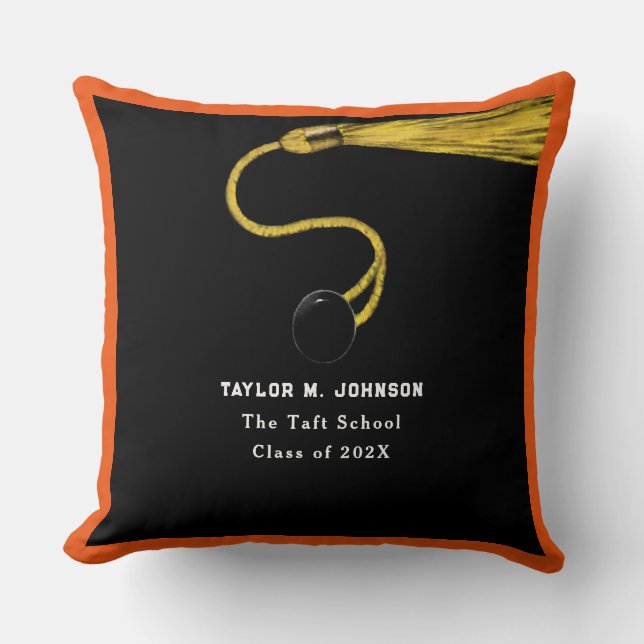 Personalized Graduation Gift Orange Throw Pillow (Front)