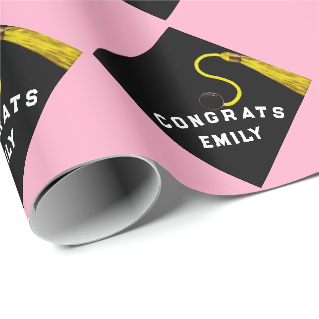 Personalized Graduation Gift Pink Wrapping Paper (Roll Corner)