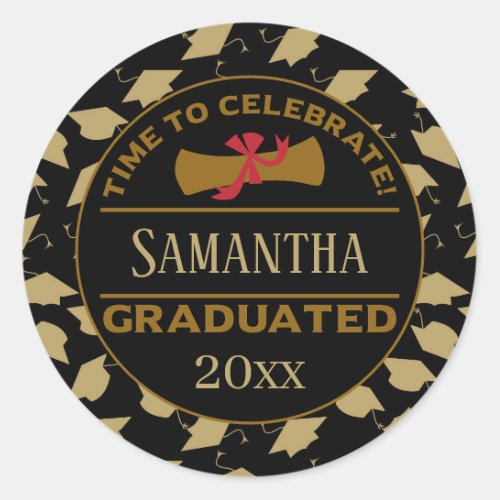 Personalized Graduation Gift  Time To Celebrate Classic Round Sticker