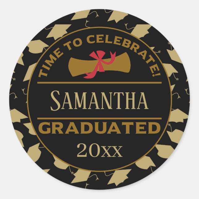 Personalized Graduation Gift | Time To Celebrate Classic Round Sticker (Front)