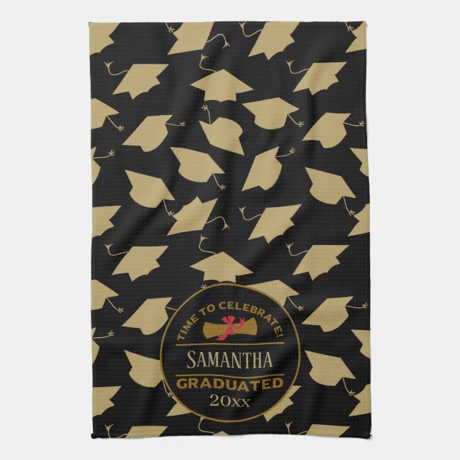 Personalized Graduation Gift | Time To Celebrate Kitchen Towel (Vertical)