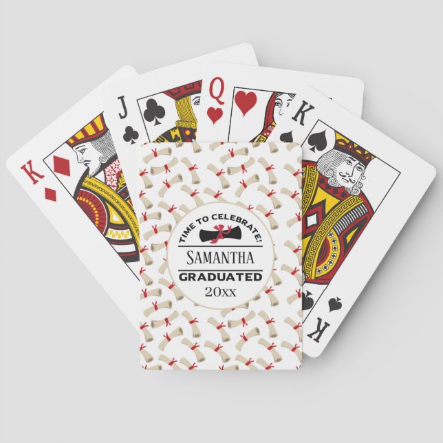 Personalized Graduation Gift | Time To Celebrate Poker Cards (Back)