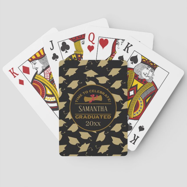 Personalized Graduation Gift | Time To Celebrate Poker Cards (Back)