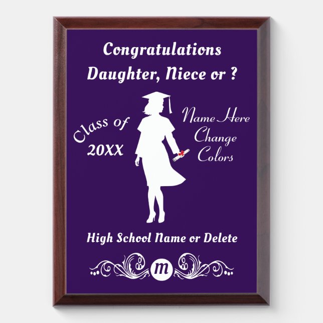 Personalized Graduation Gifts for Her, Graduation  Award Plaque (Vertical)