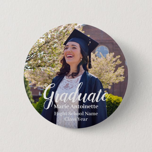 Personalized Graduation Graduate Photo Button (Front)