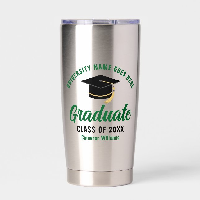 Personalized Graduation Green 2025 Graduate Insulated Tumbler (Front)
