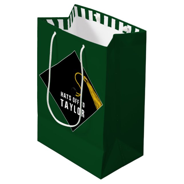 Personalized Graduation Green Medium Gift Bag (Front Angled)