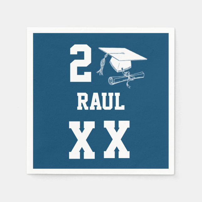 Personalized Graduation Ideas Diploma Cap Napkins (Front)