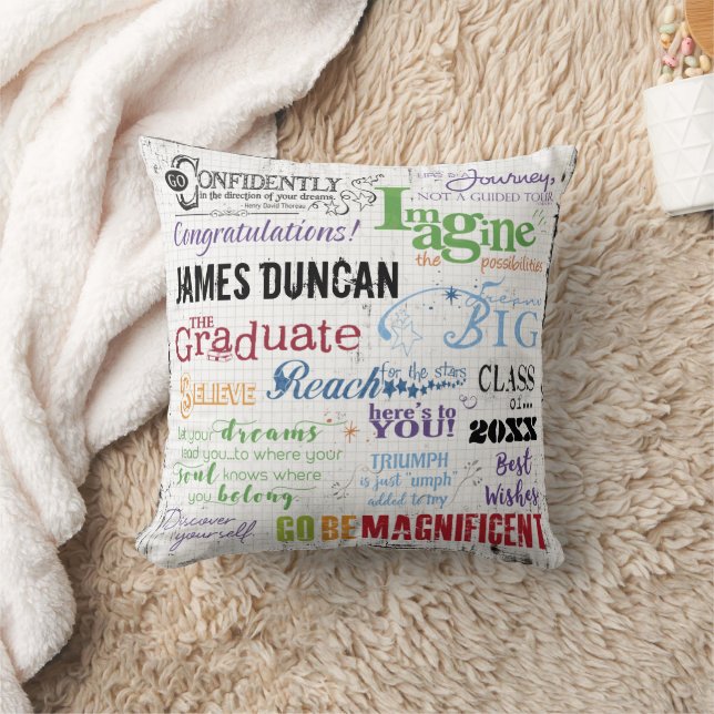Personalized Graduation Inspirational Motivational Throw Pillow (Blanket)