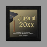 Personalized Graduation Keepsake Box, Black/Gold Jewelry Box