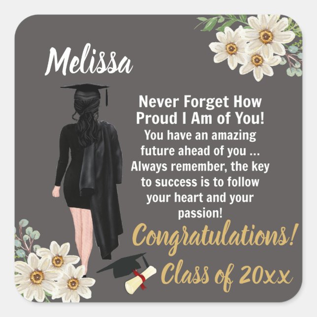 Personalized Graduation Keepsake Square Sticker (Front)