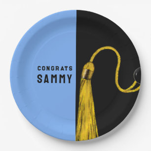 Personalized Graduation Light Blue Paper Plates