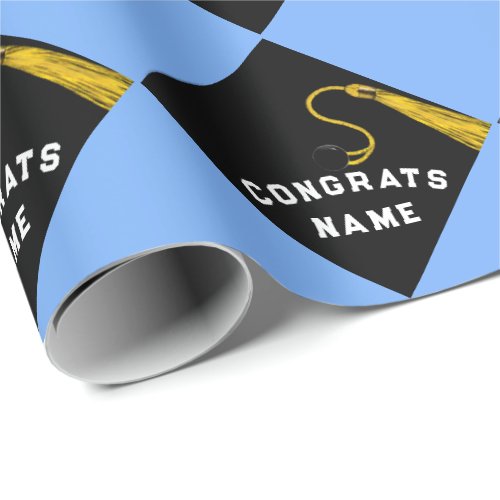 Personalized Graduation Light Blue Wrapping Paper