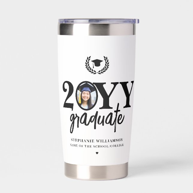 Personalized Graduation Modern Graduate Photo Insulated Tumbler (Left)