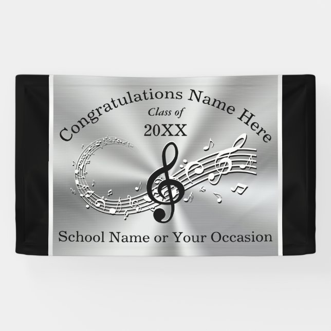 Personalized Graduation Music Banner, Any Occasion Banner (Horizontal)