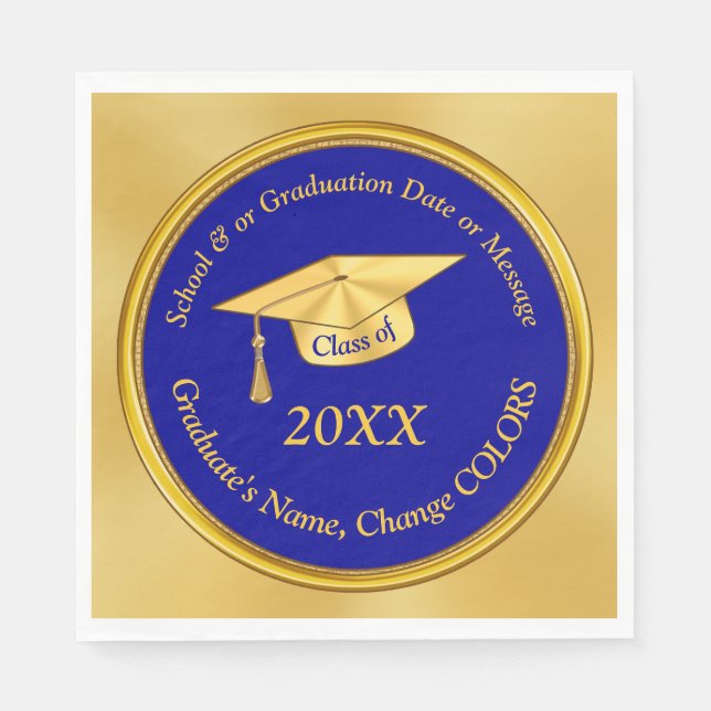 Personalized Graduation Napkins, Your Text, Colors Napkins (Front)