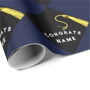 Personalized Graduation Navy Blue  Wrapping Paper