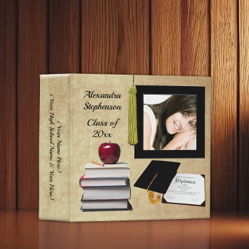 Personalized Graduation Or High School Memory Book 3 Ring Binder by cutencomfy at Zazzle