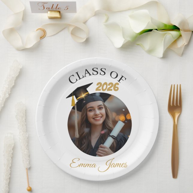 Personalized Graduation Paper Plates Class of 2026 (Wedding)